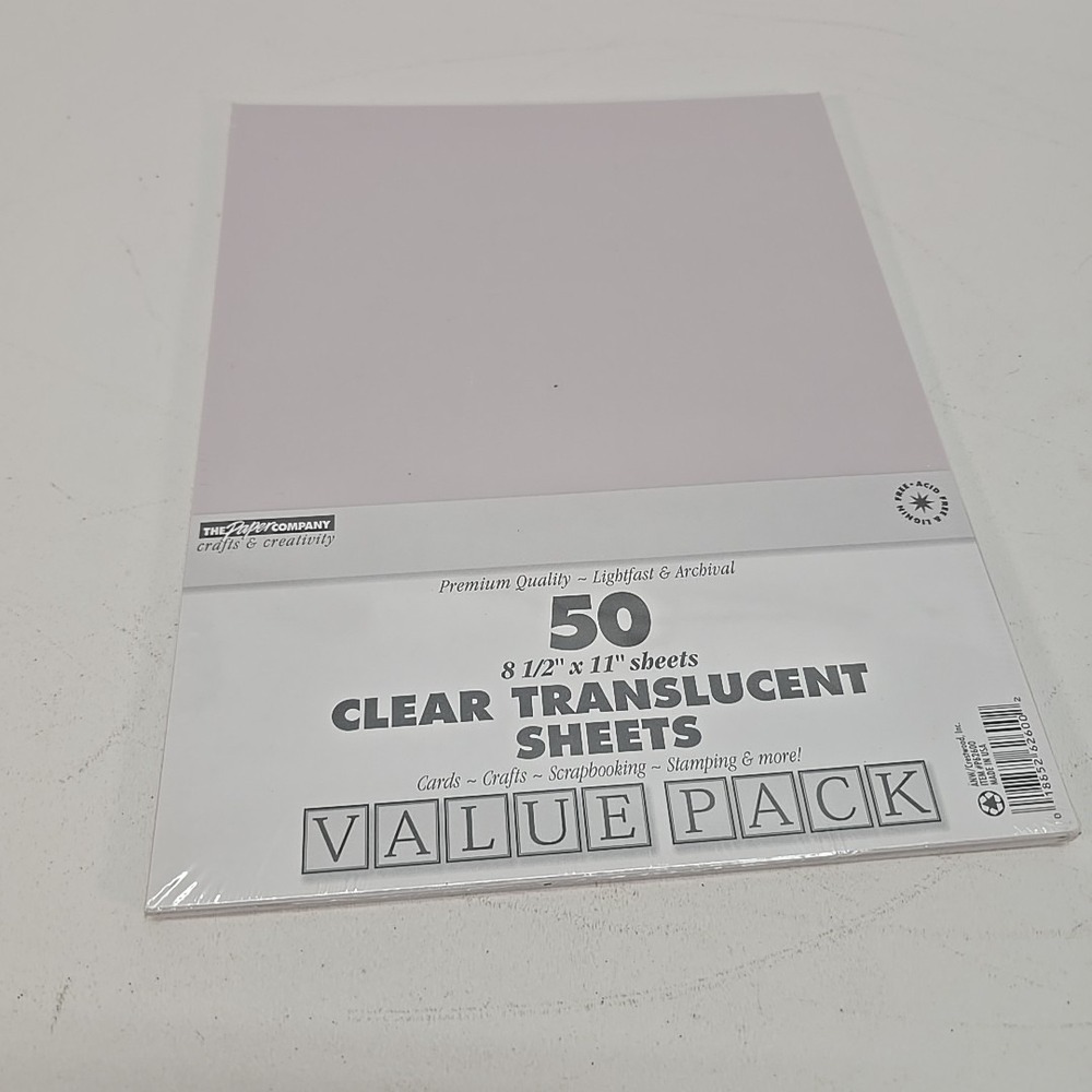 The Paper Company Clear Translucent Sheets Scrapbooking 8.5x11 - 50 sheetsβ